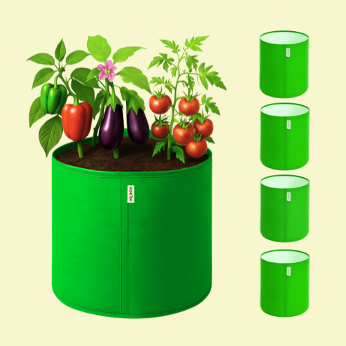 ROOTSY 15x15 Grow Bag for Vegetable Gardening, Premium HDPE 260 GSM, Green Plant Bags for Terrace Garden
