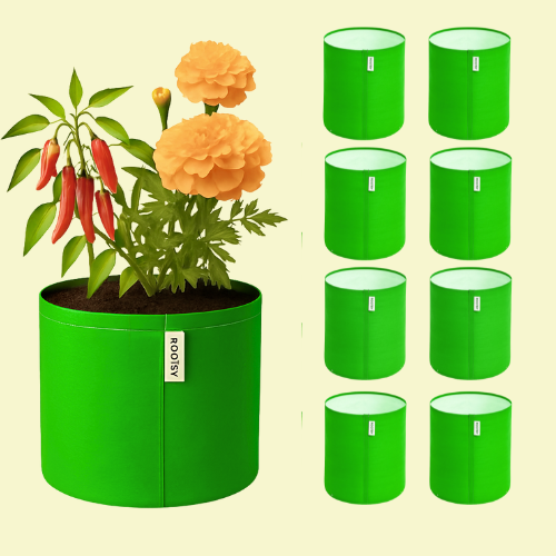 ROOTSY 9x9 Small Grow Bag for Terrace Garden, Premium HDPE 260 GSM, Green Plant Bags