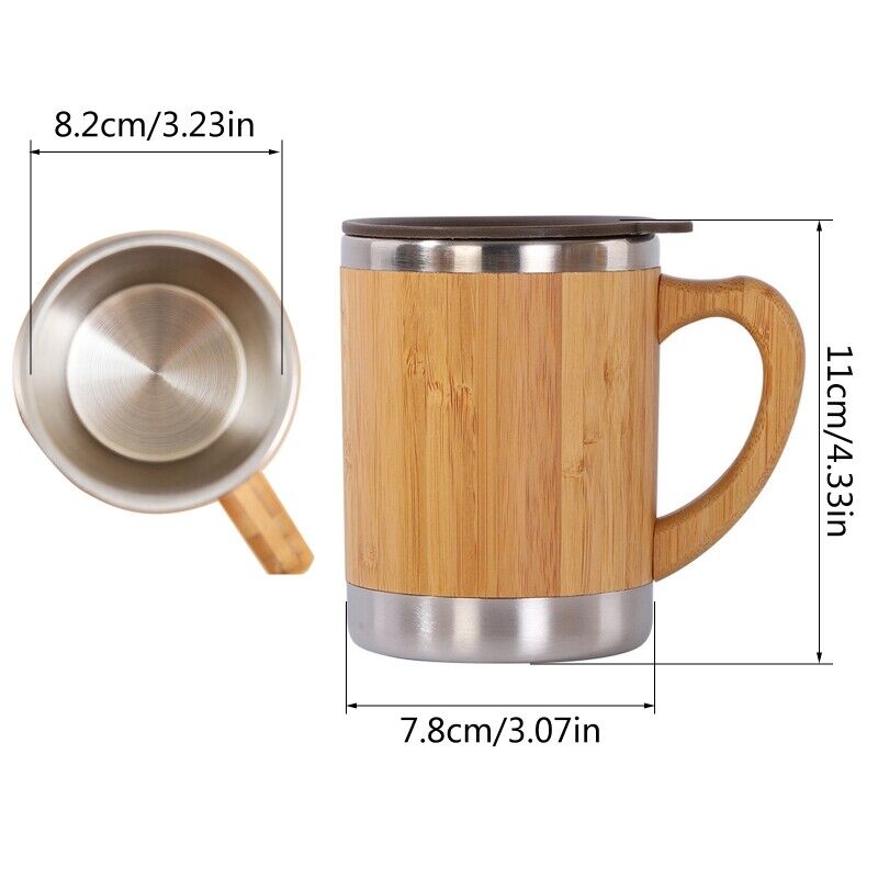 Bamboo Coffee Mug – Insulated Stainless Steel | 12oz | Rootsy Green Living